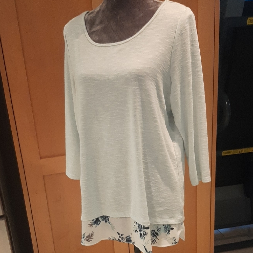 Soft Rayon Blend Mint🌱Green Layered Tunic Top Size L